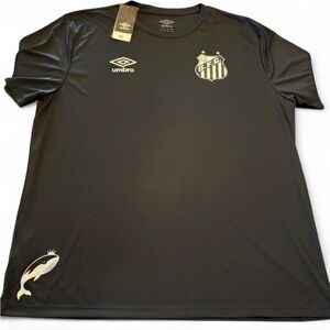 Umbro Men’s Santos FC 2020 Training Jersey Dry Fit Black Gold XXL New